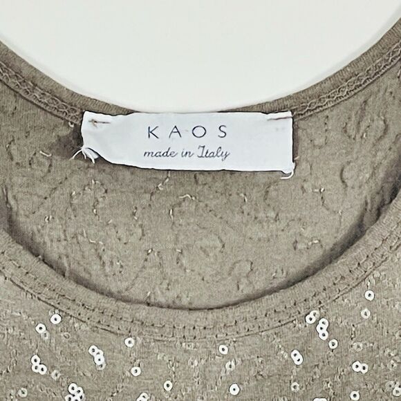 Kaos Italy Tan Sequin Swirl Mini Sleeveless Sheath Bodycon Dress Women's Medium - Picture 3 of 7